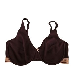 Cacique lined full coverage burgandy pink underwire logo bra sz 38 DDD